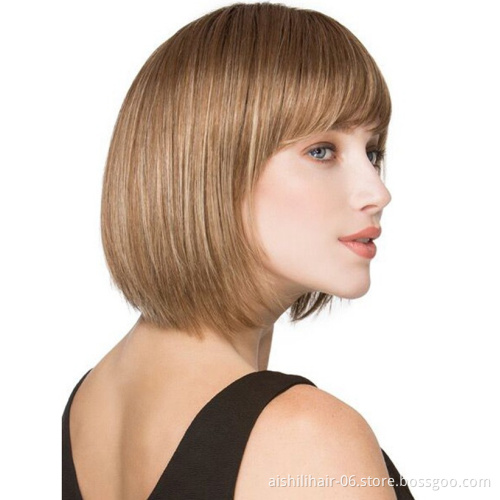 Aishili Short human hair wigs Silky straight wig for women Wholesale fashion wig